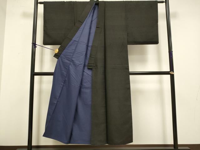 平和屋着物●男性　紬　黒地　正絹　逸品　DABA8962du_2