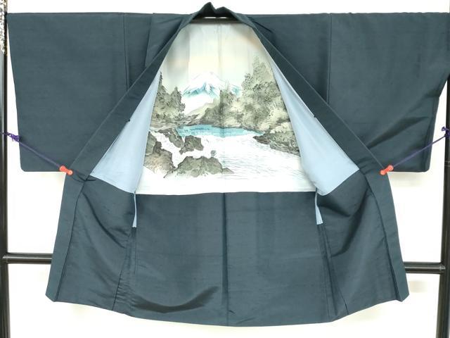 平和屋着物●男性　紬　アンサンブル　長羽織　百入茶色　正絹　逸品　DABB0322ud_7