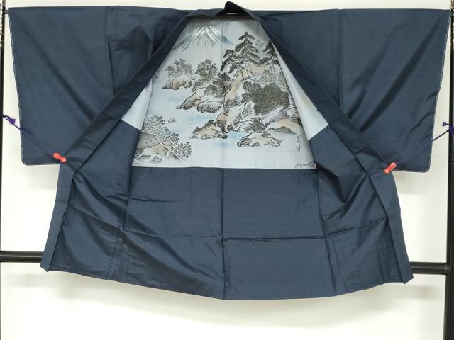 平和屋着物●男性　本場大島紬　アンサンブル　長襦袢（袷）セット　長羽織　抽象文様　正絹　逸品　未使用　DABB0328ud_3