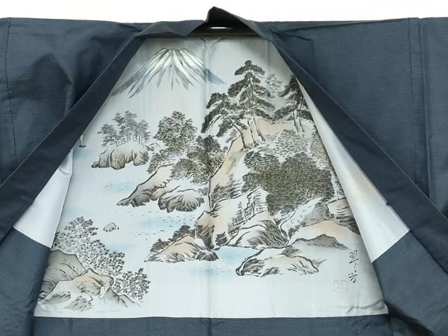 平和屋着物●男性　本場大島紬　アンサンブル　長襦袢（袷）セット　長羽織　抽象文様　正絹　逸品　未使用　DABB0328ud_4