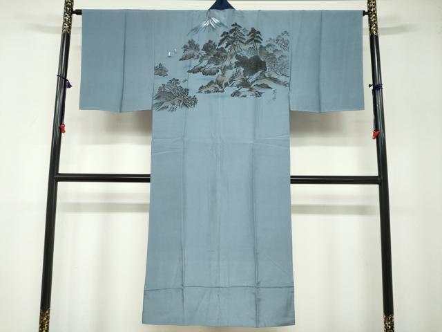 平和屋着物●男性　本場大島紬　アンサンブル　長襦袢（袷）セット　長羽織　抽象文様　正絹　逸品　未使用　DABB0328ud_5