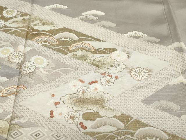 平和屋着物●訪問着　駒刺繍　草花文　金彩　背抜き仕立て　正絹　逸品　DABB0342ud_5