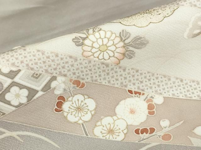 平和屋着物●訪問着　駒刺繍　草花文　金彩　背抜き仕立て　正絹　逸品　DABB0342ud_7