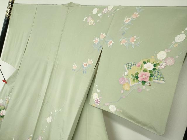 平和屋着物●訪問着　友禅　作家物　冊子草花文　暈し染め　正絹　逸品　DABB0357ud_2