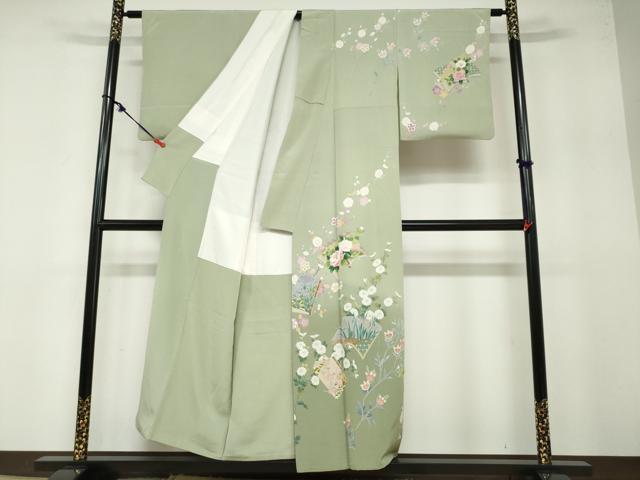 平和屋着物●訪問着　友禅　作家物　冊子草花文　暈し染め　正絹　逸品　DABB0357ud_1