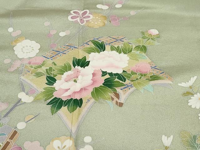 平和屋着物●訪問着　友禅　作家物　冊子草花文　暈し染め　正絹　逸品　DABB0357ud_5
