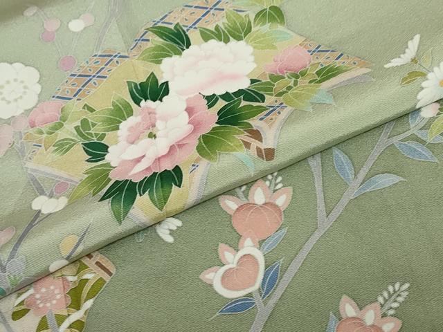 平和屋着物●訪問着　友禅　作家物　冊子草花文　暈し染め　正絹　逸品　DABB0357ud_6