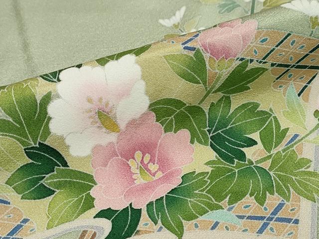 平和屋着物●訪問着　友禅　作家物　冊子草花文　暈し染め　正絹　逸品　DABB0357ud_7