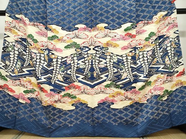 平和屋着物●訪問着　紅型　枝垂れ藤松文　正絹　逸品　DABB0380ud 平和屋着物○訪問着 紅型 枝垂れ藤松文 正絹 逸品 DABB0380udの通販 by
