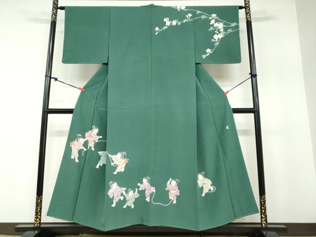 平和屋着物●十日町友禅作家　関口遼一　訪問着　童子遊び　正絹　逸品　未使用　DABB0389ud