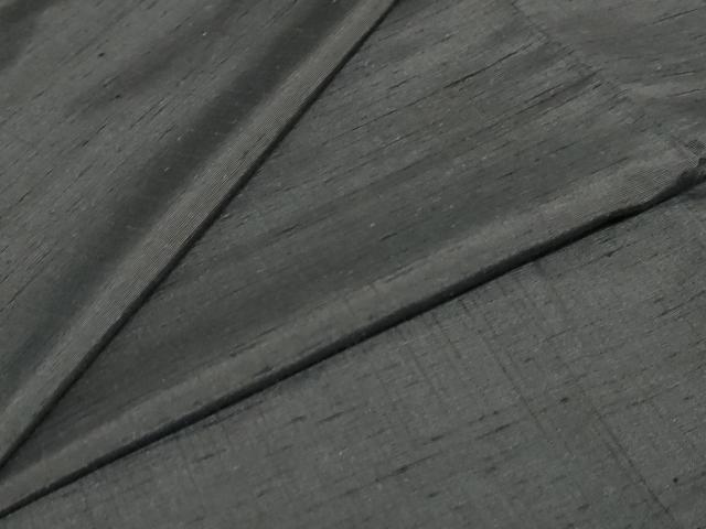 平和屋着物●男性　紬　アンサンブル　鉄黒色　正絹　逸品　DABB0426ud_4