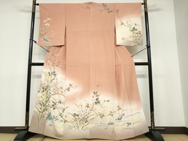 平和屋着物●訪問着　友禅　草花文　暈し染め　正絹　逸品　DABB0534ud 25,397円