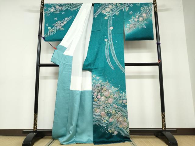 平和屋着物●訪問着　絞り　辻が花　金彩　反端付き　正絹　逸品　未使用　DABB0593ud_1