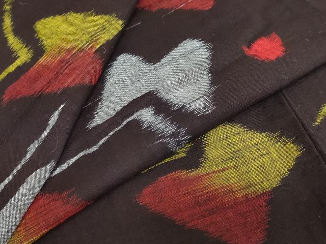 平和屋着物●久留米絣　単衣　舞蝶文　綿　逸品　DABB0616ud