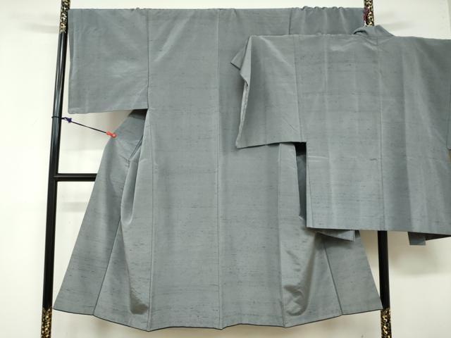 平和屋着物●男性　紬　アンサンブル　桔梗鼠色　正絹　逸品　DABB0624ud