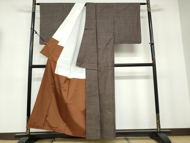 平和屋着物●本場大島紬　7マルキ　縞　正絹　逸品　DABB0654ud_2
