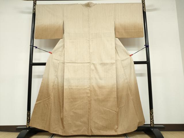平和屋着物●訪問着　紬地　変わり縞　正絹　逸品　DABB0684ud