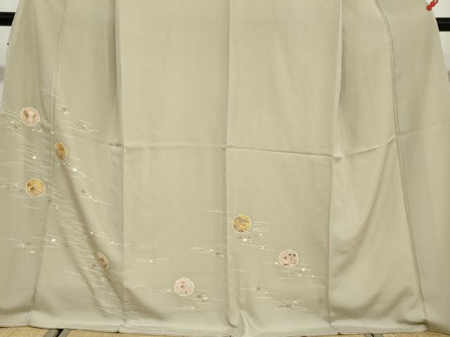 平和屋着物●訪問着　駒刺繍　雪輪草花文　金彩　正絹　逸品　未使用　DABB0707ud_3