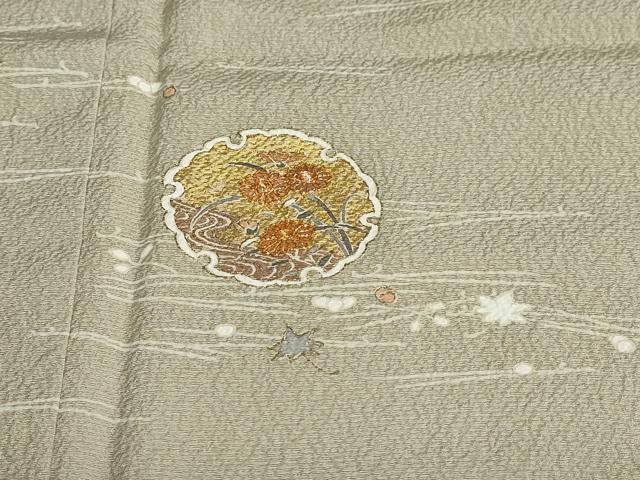 平和屋着物●訪問着　駒刺繍　雪輪草花文　金彩　正絹　逸品　未使用　DABB0707ud_5