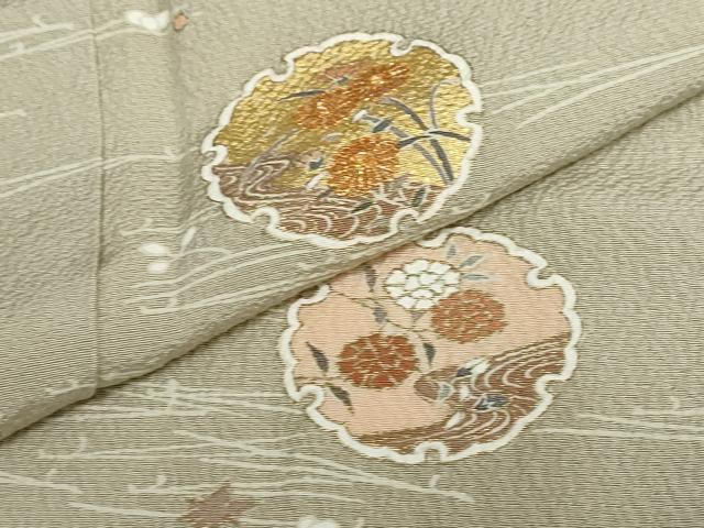 平和屋着物●訪問着　駒刺繍　雪輪草花文　金彩　正絹　逸品　未使用　DABB0707ud_6