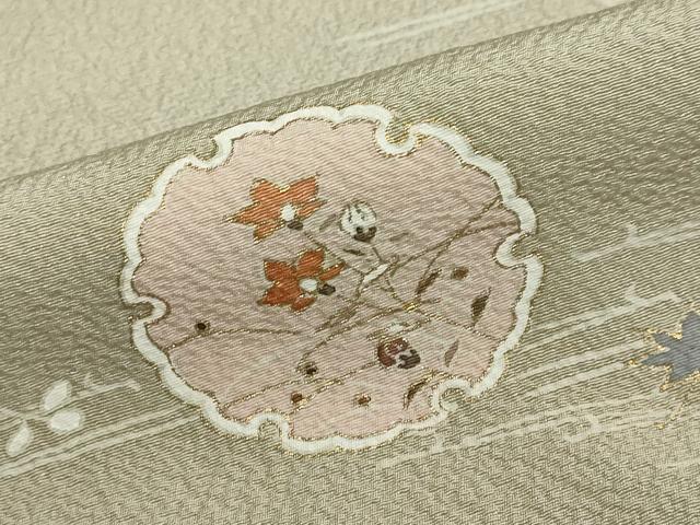 平和屋着物●訪問着　駒刺繍　雪輪草花文　金彩　正絹　逸品　未使用　DABB0707ud_7