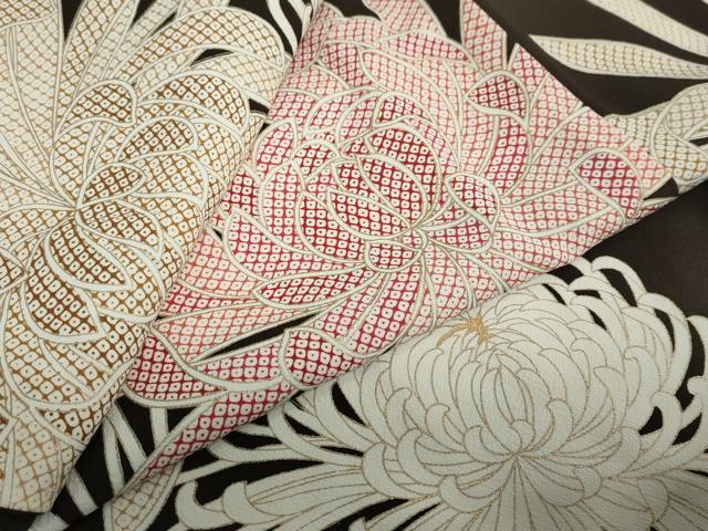 平和屋着物●上質な小紋　乱菊　金彩　正絹　逸品　未使用　DABB0724ud