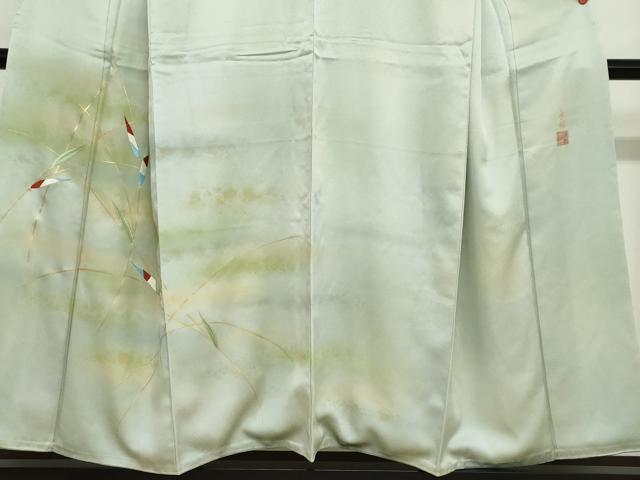 平和屋着物●人間国宝　福田喜三郎　訪問着　刺繍　笹文　暈し染め　金彩　正絹　逸品　DABB0726ud_3