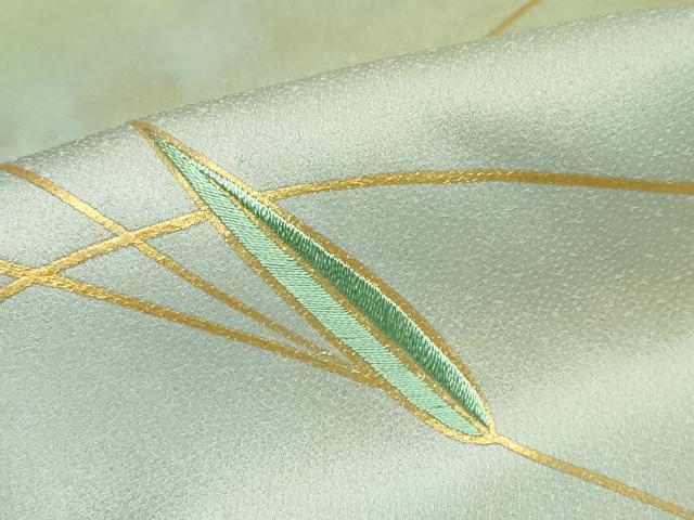 平和屋着物●人間国宝　福田喜三郎　訪問着　刺繍　笹文　暈し染め　金彩　正絹　逸品　DABB0726ud_7