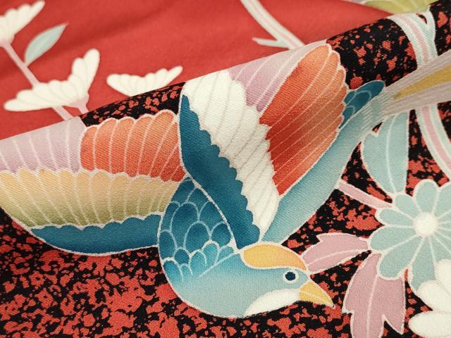 平和屋着物●豪華振袖　友禅　作家物　花鳥文　暈し染め　正絹　逸品　DABB0728ud_7