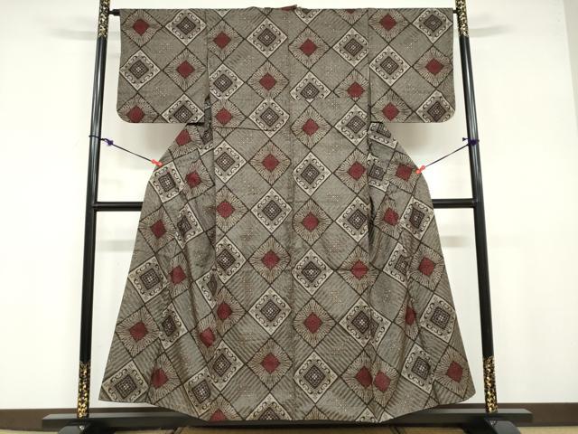 平和屋着物●本場大島紬　龍郷絣　花菱文　ますいわ屋扱い　正絹　逸品　DABB0766ud_1