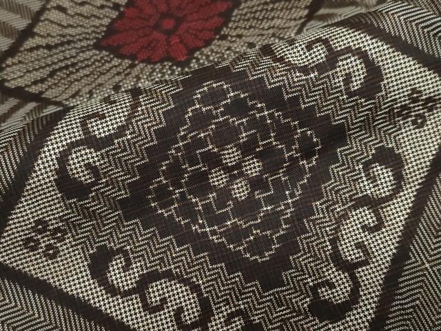平和屋着物●本場大島紬　龍郷絣　花菱文　ますいわ屋扱い　正絹　逸品　DABB0766ud_5