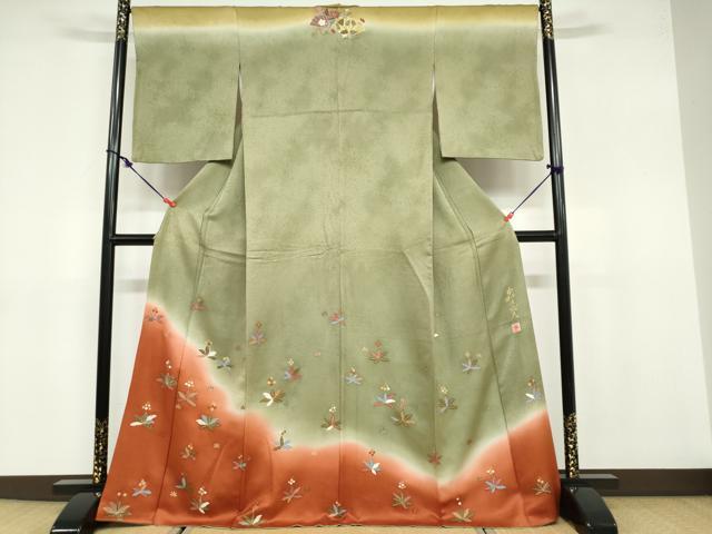 平和屋着物●上質な色無地　寿光織　薄花色　反端付き　ロング丈　正絹　逸品　未使用　CABD8095vp 平和屋着物○上質な色無地 寿光織 薄花色 反端付き ロング丈 正絹 逸品