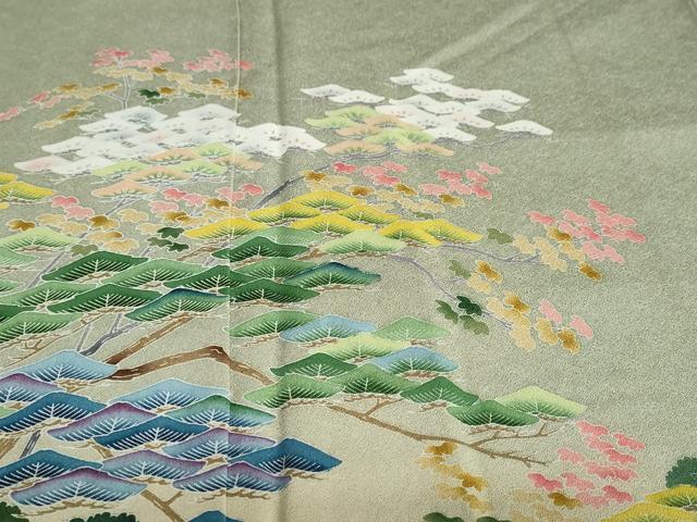平和屋着物○訪問着 友禅 風景草花文 暈し染め 正絹 逸品 CABC2193ut