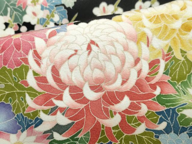 平和屋着物●本加賀友禅作家　久恒俊治　黒留袖　草花籬文　正絹　逸品　DABB0801ud_6