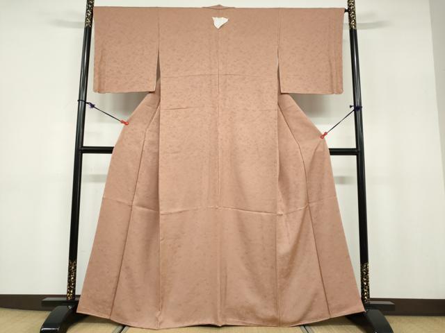 平和屋着物●上質な色無地　流水草花地紋　梅染色　さが美扱い　正絹　逸品　未使用　DABB0816ud 平和屋着物○上質な色無地 流水草花地紋 梅染色 さが美扱い 正絹 逸品