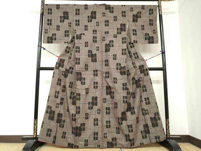 平和屋着物●本場大島紬　7マルキ　抽象文様　正絹　逸品　DABB0866ud_1