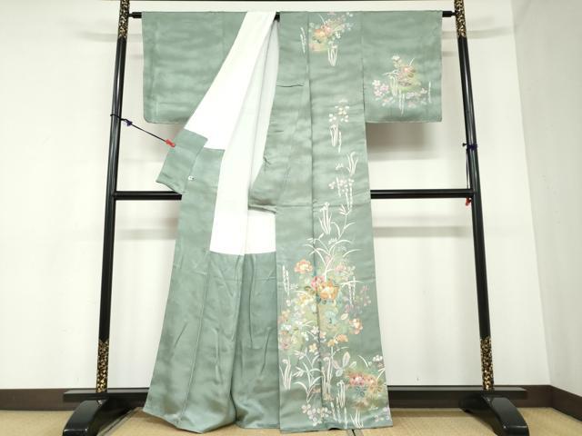 平和屋着物●訪問着　友禅　作家物　花籠文　たたき染　正絹　逸品　DABB0868ud_1