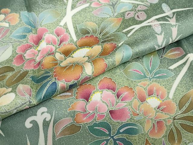 平和屋着物●訪問着　友禅　作家物　花籠文　たたき染　正絹　逸品　DABB0868ud_6