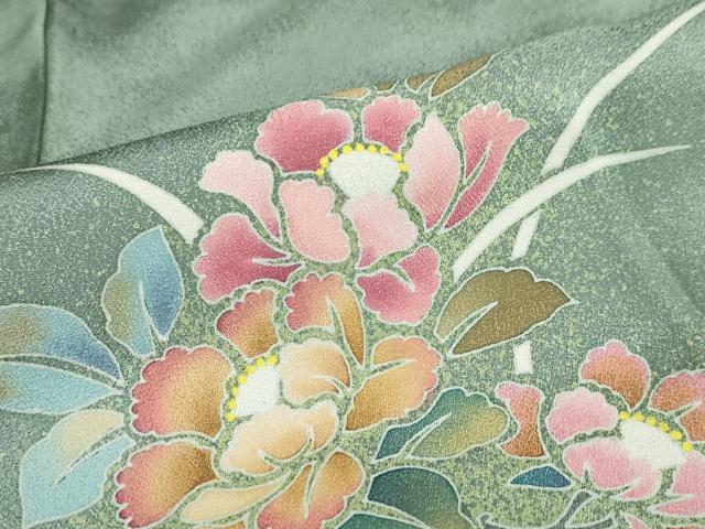 平和屋着物●訪問着　友禅　作家物　花籠文　たたき染　正絹　逸品　DABB0868ud_7