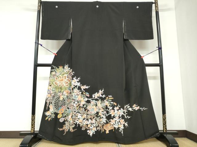 平和屋着物▽訪問着 無双 紗袷 紗×紗 手描き 葡萄文 金彩 正絹 逸品
