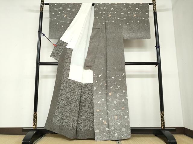 平和屋着物●二代目 川村久太郎　訪問着　舞花文　たたき染め　正絹　逸品　DABB0926ud 平和屋着物○二代目 川村久太郎 訪問着 舞花文 たたき染め 正絹 逸品