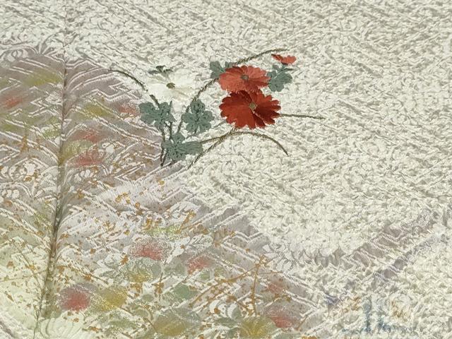 平和屋着物●訪問着　総絞り　刺繍　道長吉祥草花文　金彩　正絹　逸品　DABB0994ud 平和屋着物○訪問着 総絞り 刺繍 道長吉祥草花文 金彩 正絹 逸品