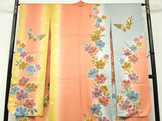平和屋着物●豪華振袖　駒刺繍　花蝶文　金彩　正絹　逸品　DABB0996ud_2