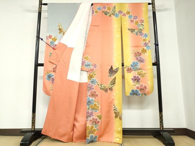 平和屋着物●豪華振袖　駒刺繍　花蝶文　金彩　正絹　逸品　DABB0996ud_1