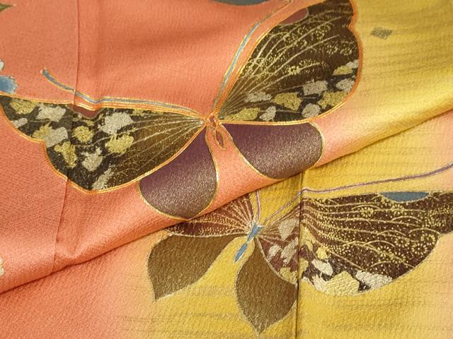 平和屋着物●豪華振袖　駒刺繍　花蝶文　金彩　正絹　逸品　DABB0996ud_6