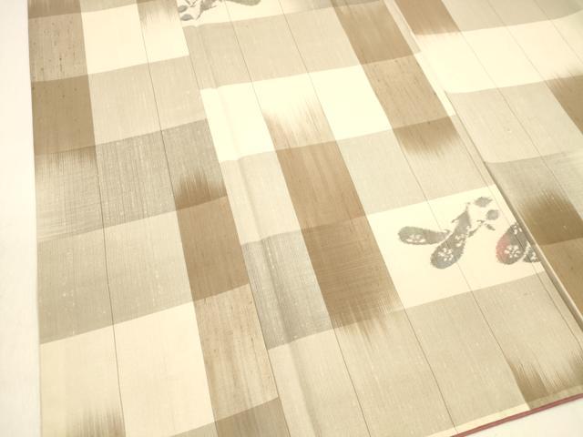 平和屋着物●上質な紬　茄子　正絹　逸品　DABB3112cm