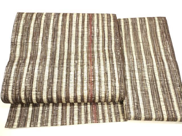 平和屋着物▽つけ帯　スリーシーズン　春夏秋　櫛織　間道　金糸　正絹　逸品　DABB3210cm