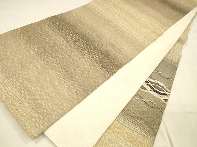 平和屋着物▽太鼓柄袋帯　スリーシーズン　春夏秋　すくい織　よろけ縞　正絹　逸品　DABB3232cm_5