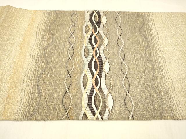 平和屋着物▽太鼓柄袋帯　スリーシーズン　春夏秋　すくい織　よろけ縞　正絹　逸品　DABB3232cm_4