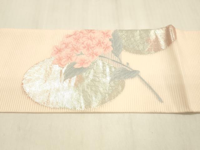 平和屋着物＊夏物　九寸名古屋帯　紫陽花　金銀糸　正絹　逸品　DABB3237cm 平和屋着物＊夏物 九寸名古屋帯 紫陽花 金銀糸 正絹 逸品 DABB3237cm
